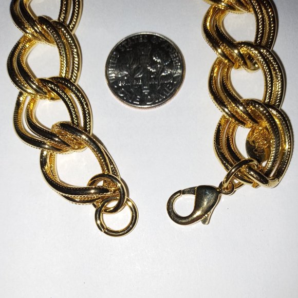 BRACELET double link gold lobster claw NEW - Picture 3 of 4